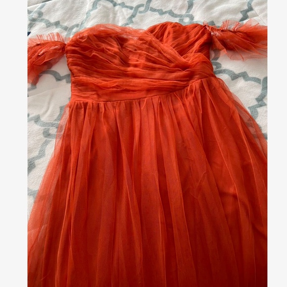 Luxe Mesh Off Shoulder Bridal Prom Formal Maxi Dress - Picture 9 of 11